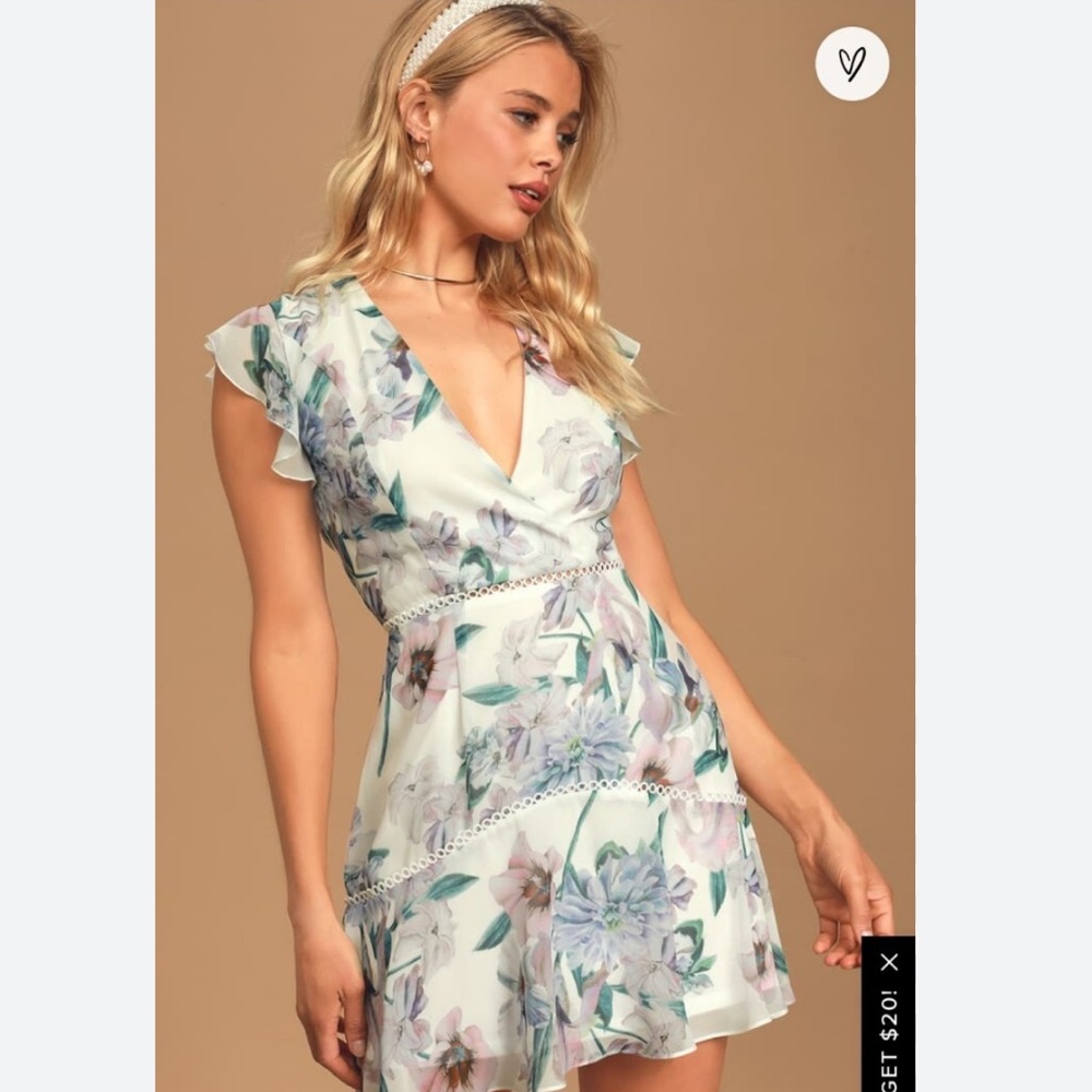 Lulu’s Art of Floral Mini Dress XS White